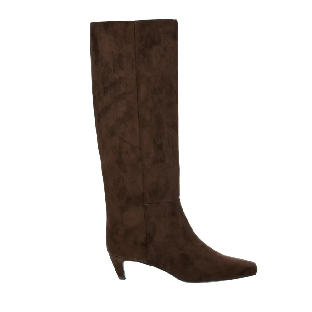 Brown Kitten Heel Knee-High Faux Suede Boots from Scoop - NWT sz9 - Picture 4 of 7